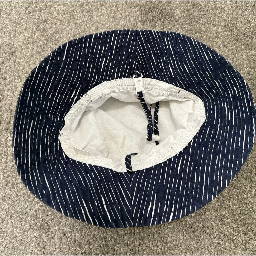 Jan & Jul Kids Bucket Hat Medium Adjustable Chin Strap Blue White Cotton Beach